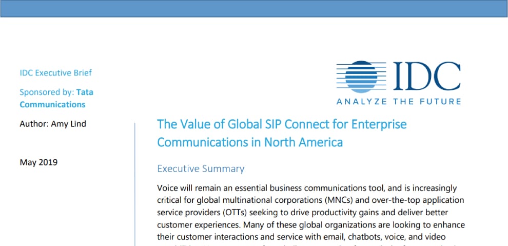 The value of Global SIP Connect for enterprise communications in North America